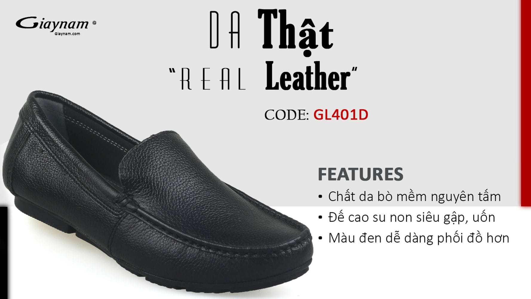 Giày lười nam Bit Loafer màu đen GL401D